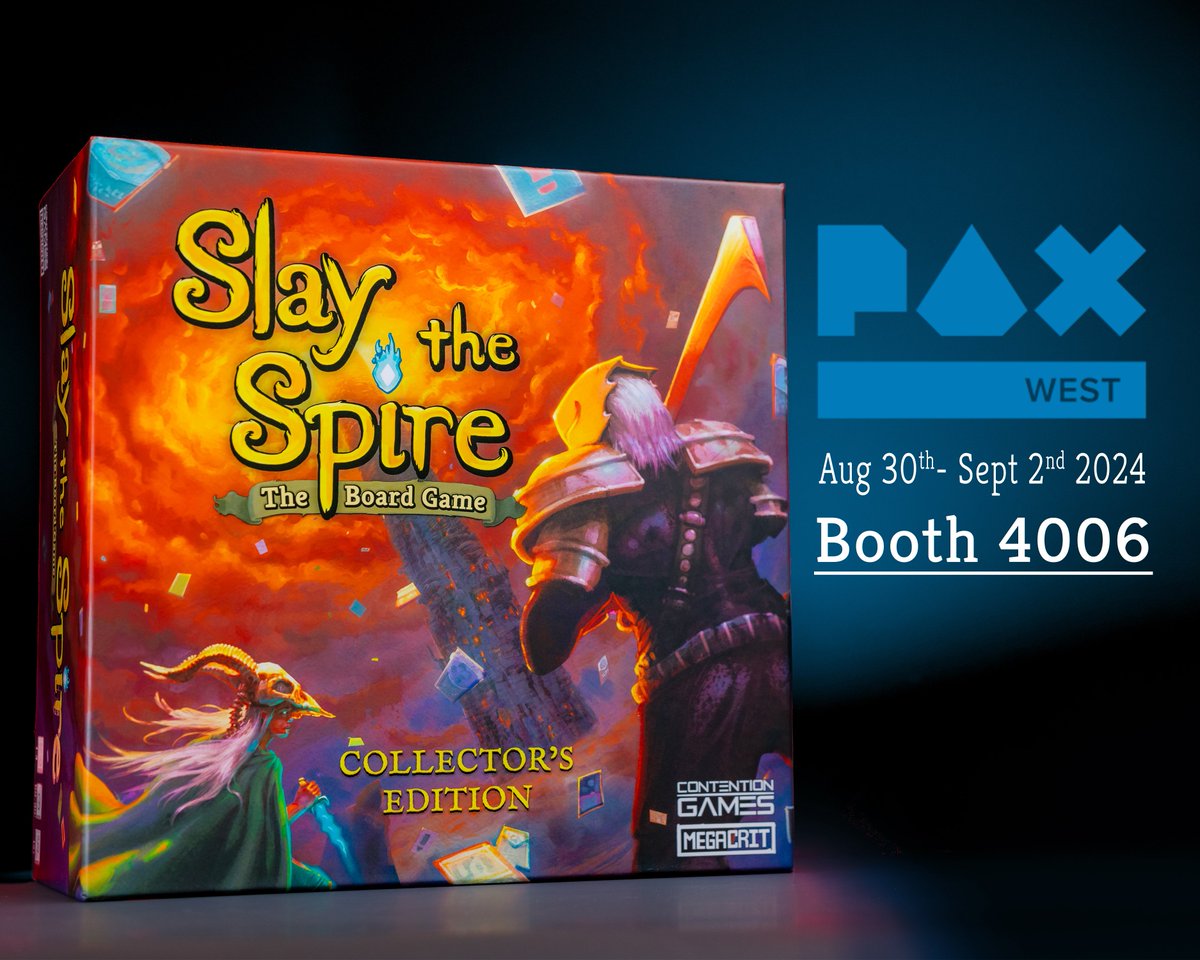 We're going to be at Pax West in Seattle! Find us at Booth 4006. Our Collector's Edition will be available, grab it while you still can!

#paxwest2024, #slaythespireboardgame, #gaming, #boardgaming, #collector, #exclusive, #watcher, #defect, #conventionbooth, #seattleconvention
