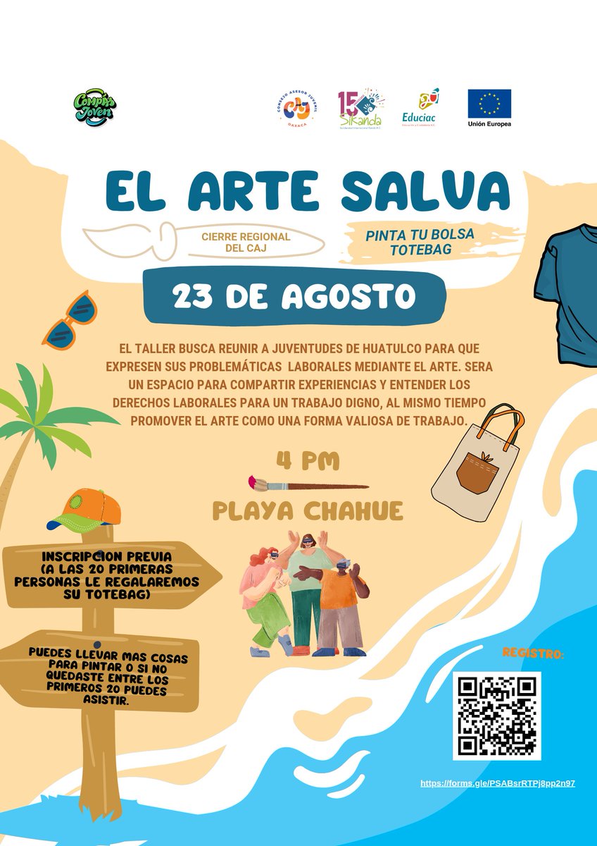 CompasJoven (@compas_joven) on Twitter photo El arte salva”
Te invitamos al Próximo Cierre Regional CAJ
📆 Viernes, 23 de agosto de 2024
🕑 16:00 horas.
📌 Playa Chahue, Huatulco.
👨🏽🤝👨🏼El cupo es limitado
Para registrarse en el siguiente enlace:
forms.gle/PSABsrRTPj8pp2…
<a href="/uemexico/">Salomongarcia@gmail.</a> | @educiac | @sikanda_oaxaca El arte salva”
Te invitamos al Próximo Cierre Regional CAJ
📆 Viernes, 23 de agosto de 2024
🕑 16:00 horas.
📌 Playa Chahue, Huatulco.
👨🏽🤝👨🏼El cupo es limitado
Para registrarse en el siguiente enlace:
forms.gle/PSABsrRTPj8pp2…
<a href="/uemexico/">Salomongarcia@gmail.</a> | @educiac | @sikanda_oaxaca
