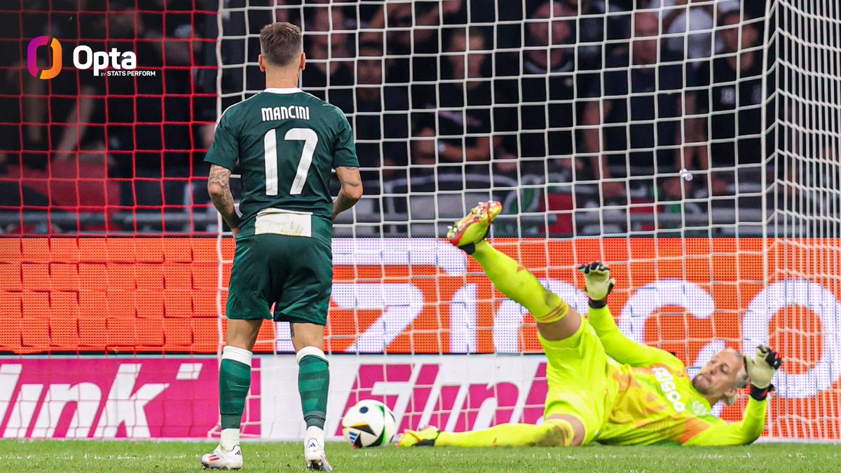OptaJohan's tweet photo. 13-12 - The penalty shootout between @AFCAjax and Panathinaikos ended in 13-12, the second-biggest penalty shootout score in European competition history (after 14-13 between Gzira United and Glentoran in July 2023). Nerve-wracking. https://t.co/7IysFiJaDi