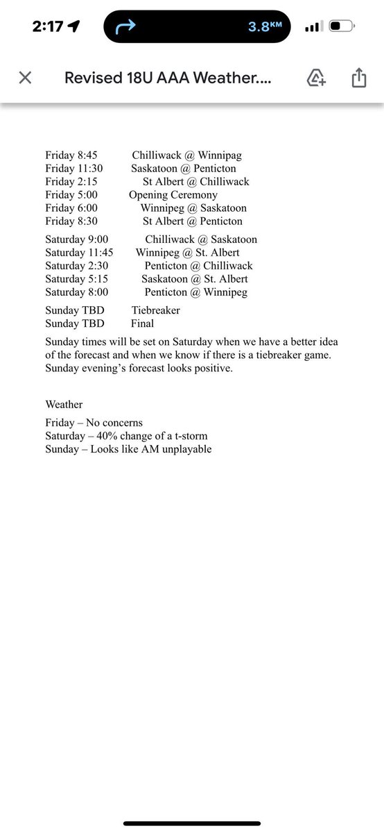 St. Albert Minor Baseball Association (@stalbertbsb) on Twitter photo 🚨🚨NEW Westerns Schedule🚨🚨
Rain in the forecast 😖 so things have been adjusted <a href="/SAMBA18UBAEL/">SAMBA 18U BAEL Cardinals</a> 🚨🚨NEW Westerns Schedule🚨🚨
Rain in the forecast 😖 so things have been adjusted <a href="/SAMBA18UBAEL/">SAMBA 18U BAEL Cardinals</a>