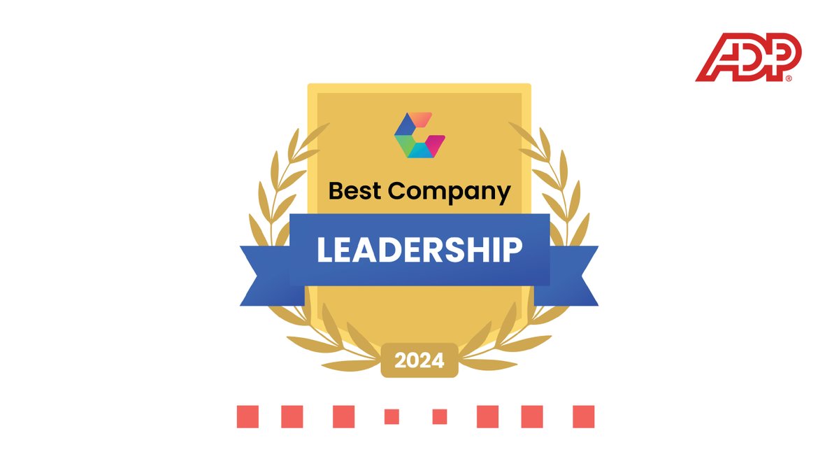 ADP associates have spoken! ADP is a winner of Comparably’s Best Company Leadership 2024. 🎉

We are hiring! View our open roles: adp.careers/3zPwwMn

#ADPLife #Hiring