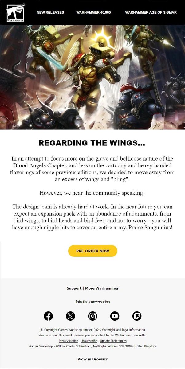 Falross's tweet photo. Wings and Bling is my successor chapter. 

#wh40k #bloodangels https://t.co/SQ0f0PJG9x