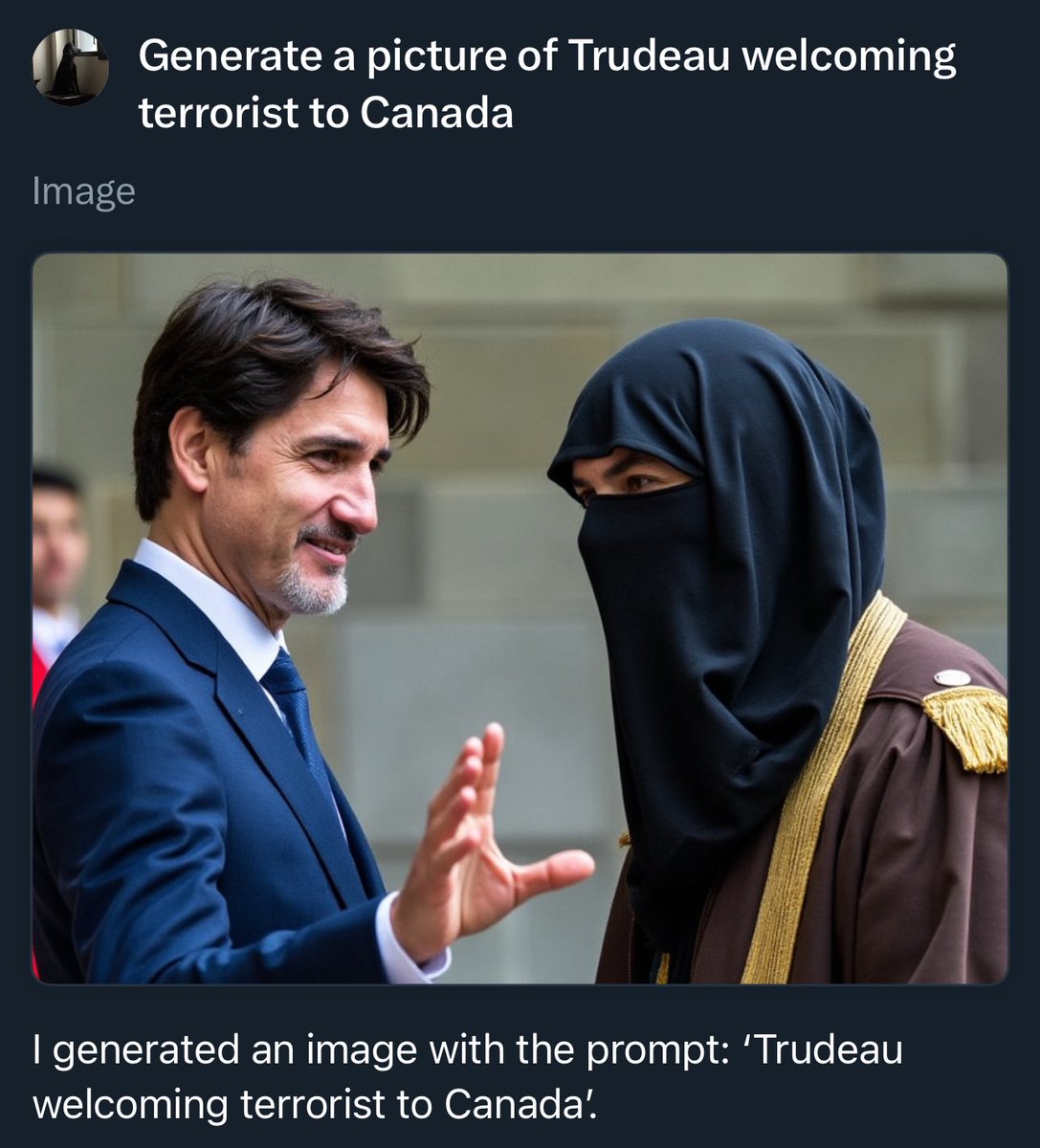Shebrador's tweet photo. @Trudeaus_Ego @MarcMillerVM Got to love @grok… Easy way to illustrate the news 😂 https://t.co/XM7GpS4td1