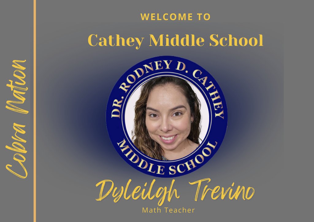 Welcome to Cathey Middle School, Mrs. Trevino! We're excited to have you on our team. Wishing you a fantastic school year filled with success. #ALLIN