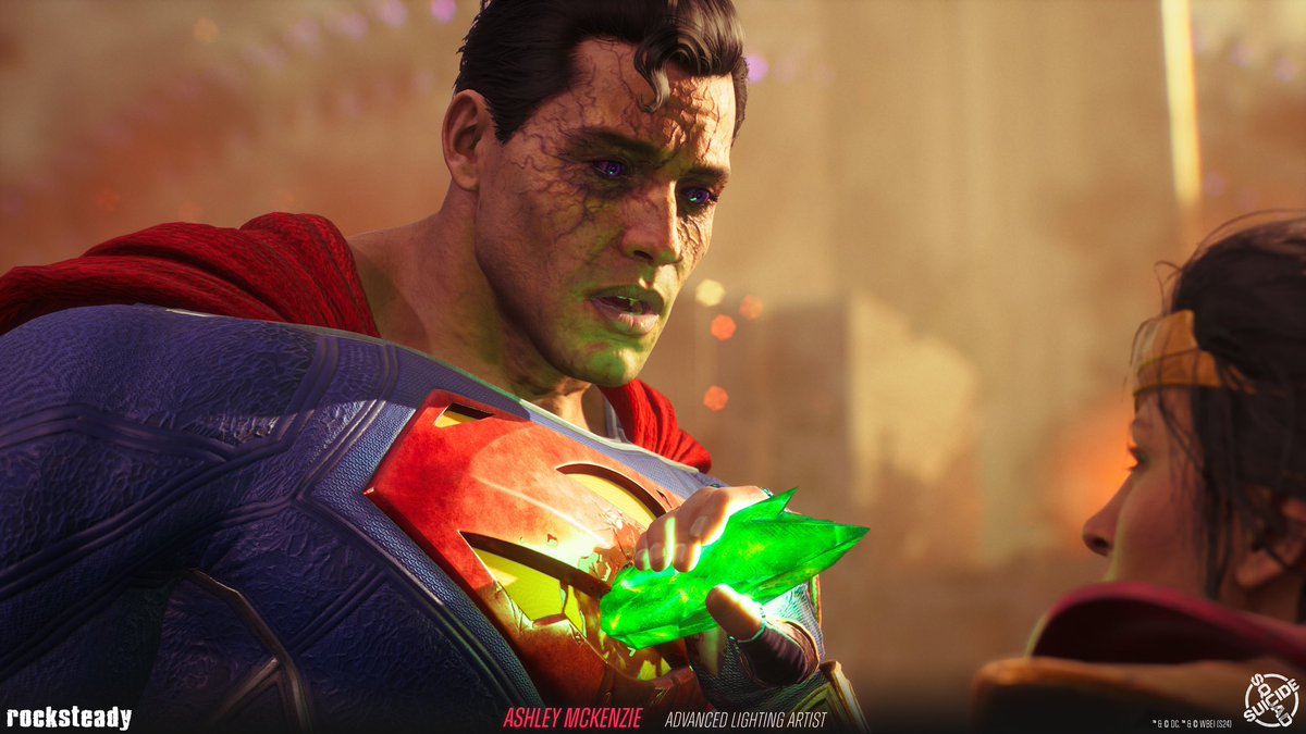 NOISECHECK's tweet photo. Superman vs Wonder Woman cinematic lighting.

This is one of the only cinematics in the game that features a unique colour grade, this was under the direction of Sean Ainsworth.
Credit to @SveinFerk for the animation in this cinematic.

#SuicideSquadGame #lightingartist https://t.co/7rClJmyvHp
