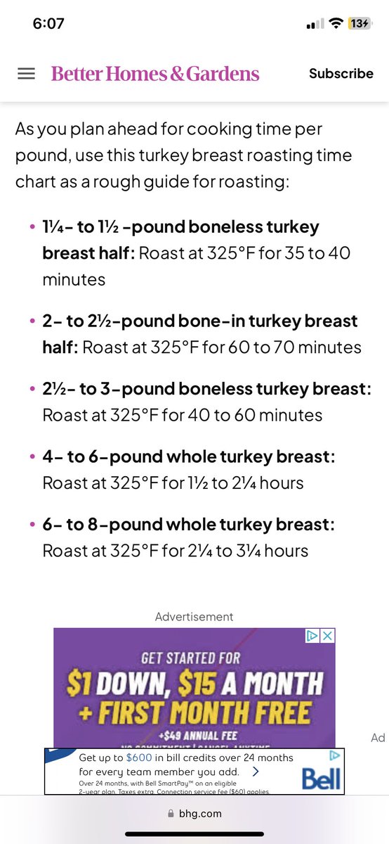 Keri Romanufa (@romanufakeri) on Twitter photo TIL it takes more time to cook a 2-2.5 lb turkey breast than a 2.5-3lb one…
in 40-60minutes i may learn to not trust everything you read (and this was from <a href="/BHG/">BetterHomes&Gardens</a> ). TIL it takes more time to cook a 2-2.5 lb turkey breast than a 2.5-3lb one…
in 40-60minutes i may learn to not trust everything you read (and this was from <a href="/BHG/">BetterHomes&Gardens</a> ).
