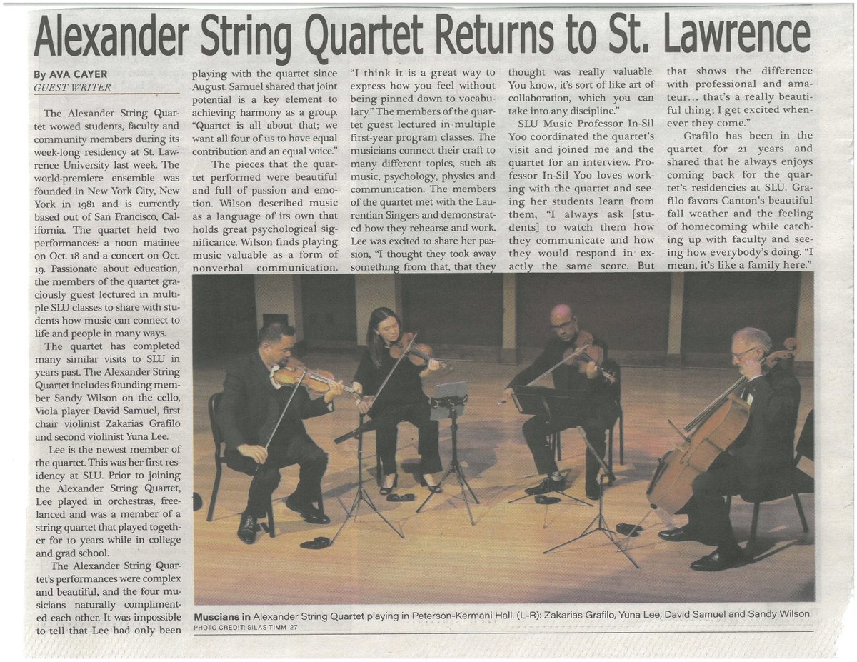 Speaking of our October St. Lawrence Concerts, how's this for a fun #ThrowBackThursday?! Thank you Ava Cayer for the wonderful coverage!