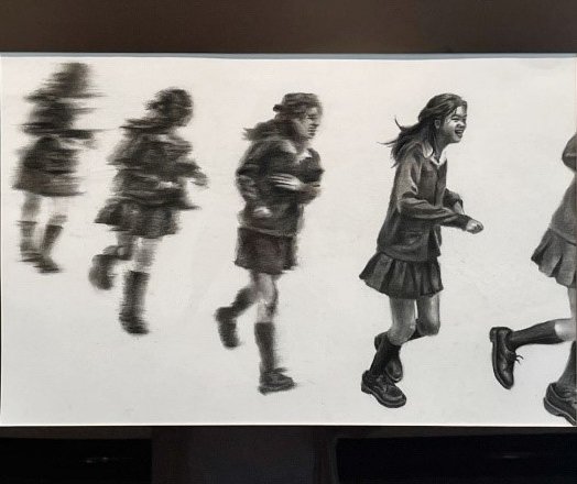 “This piece captures a girl running from the brutal reality of being a high school senior. She’ll deal with everything tomorrow and enjoy the moment.” - Yuxi You

⏳ Race in to see this exhibition and the last bit of summer before #backtoschool! LAST CHANCE, open thru Sept 1! 👀