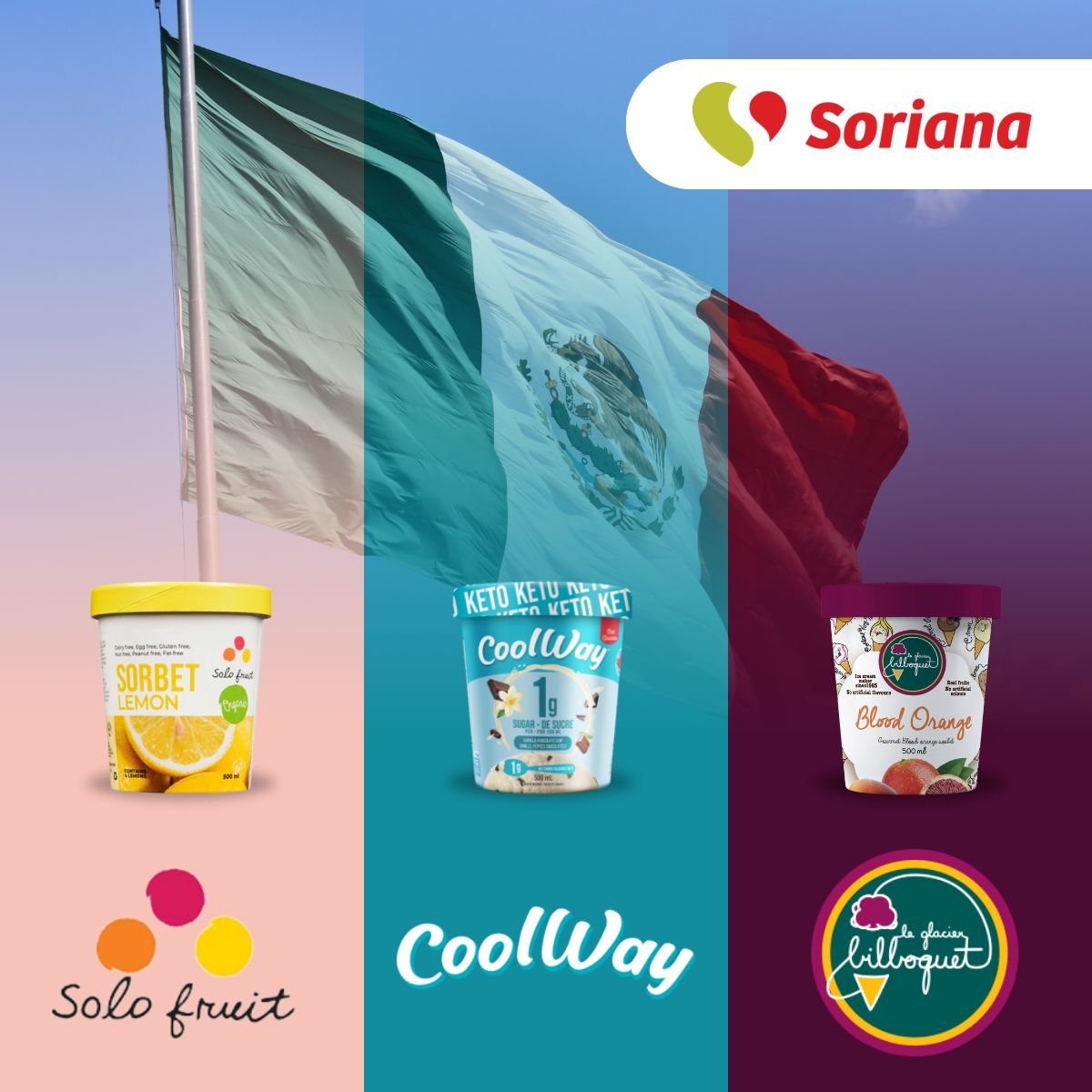 AgroQuebec's tweet image. DIRECTION 👉#MEXIQUE: #Solofruit #CoolWay et #LeGlacierBilboquet Des desserts glacés 100% #Québec et fabriqués à Montréal seront bientôt sur les tablettes mexicaines de @TiendaSoriana. #Bravo! @ProdLaitQc @CCL_Lait @upaqc @mapaquebec @andrelamontagn2 @ConseilTAQ @francoislegault