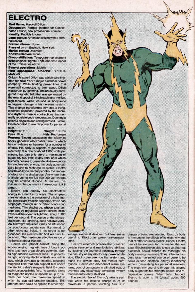 comicbookaddt's tweet image. Drawn by the amazing Mike Zeck - the shocking nemesis of Spider-Man: Elektro AKA Maxwell Dillon in The Official Handbook of the Marvel Universe Issue 4 -- Dragon Man to Gypsy Moth - April 1983
#Elektro #MIkeZeck #SpiderMan
comicbookaddicts.com