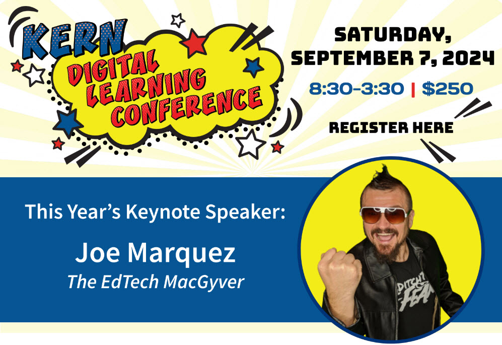 Want some inspiration to start the school year? Kern Digital Learning Conference | 2024 bit.ly/4d6Vb1f   Come join us!