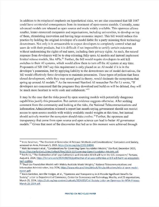 Huge! Multiple democratic California members of congress have submitted a letter to <a href="/GavinNewsom/">Gavin Newsom</a> against SB 1047!

Signatories including <a href="/RepZoeLofgren/">Rep. Zoe Lofgren</a>, <a href="/RepAnnaEshoo/">Rep. Anna G. Eshoo</a>, <a href="/RoKhanna/">Ro Khanna</a>, <a href="/RepScottPeters/">Rep. Scott Peters</a>, <a href="/RepCardenas/">Rep. Tony Cárdenas</a>, <a href="/RepBera/">Ami Bera, M.D.</a>, <a href="/Nanette4CA/">Nanette Barragán</a> and <a href="/RepLouCorrea/">Rep. Lou Correa</a>

Please help amplify!