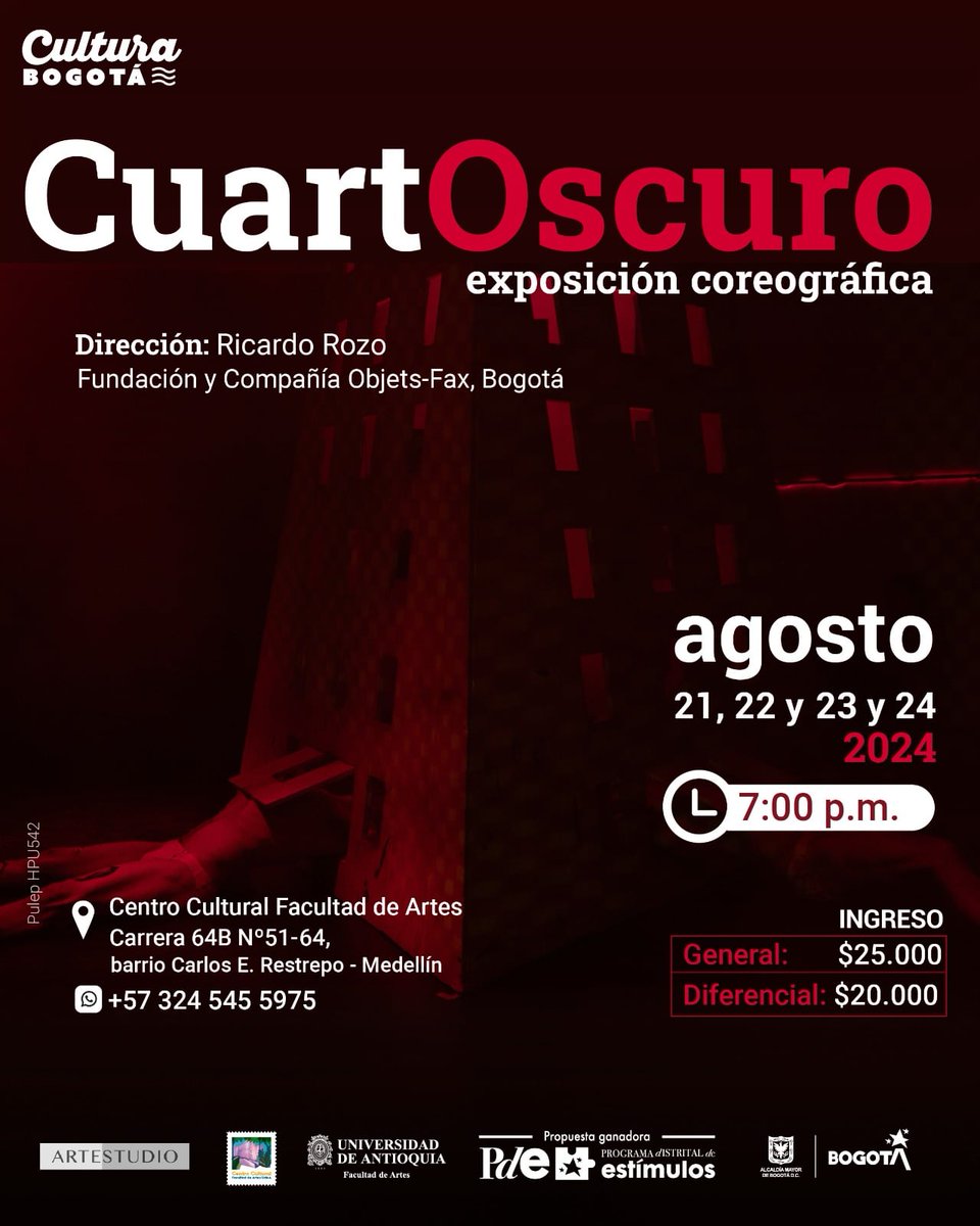 Movimiento, desnudos, erotismo y censura... 🌘

CuartOscuro: una experiencia inmersiva que revela un símil entre el cuarto oscuro de revelado fotográfico y el espacio de sociabilidad y encuentro homosexual del sauna gay.

¡El parche cultural perfecto para la próxima semana!🎭