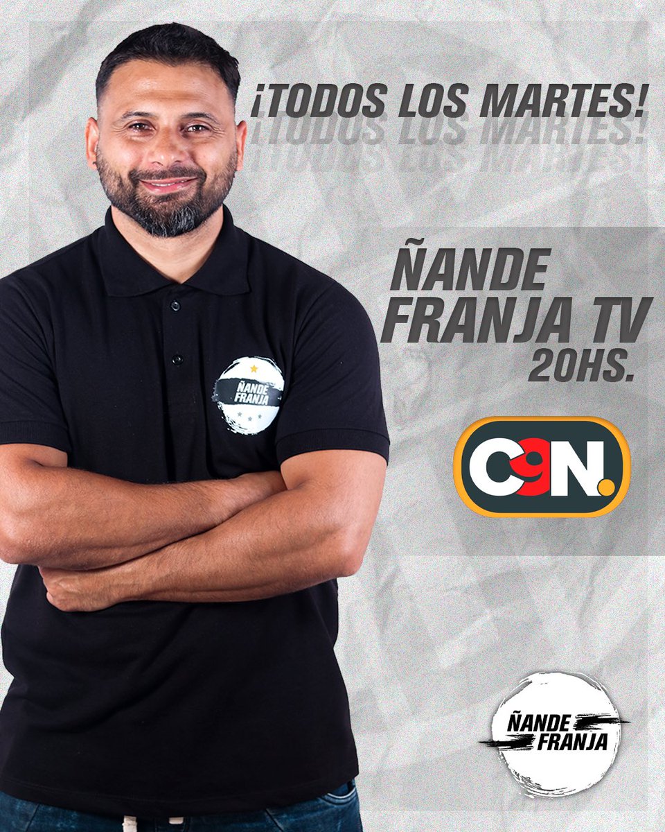¡Ñande Franja llega a C9N! 📺

👉🏻A partir de este martes, damos un paso gigante y nos mudamos a un nuevo hogar: C9N, un canal de aire para llegar aún más lejos y estar más cerca de vos. 🙌🏻

✅Te esperamos este Martes desde las 20Hs. Por <a href="/C9NParaguay/">C9N Paraguay</a>. ⚪️⚫️

#ÑandeFranjaTV