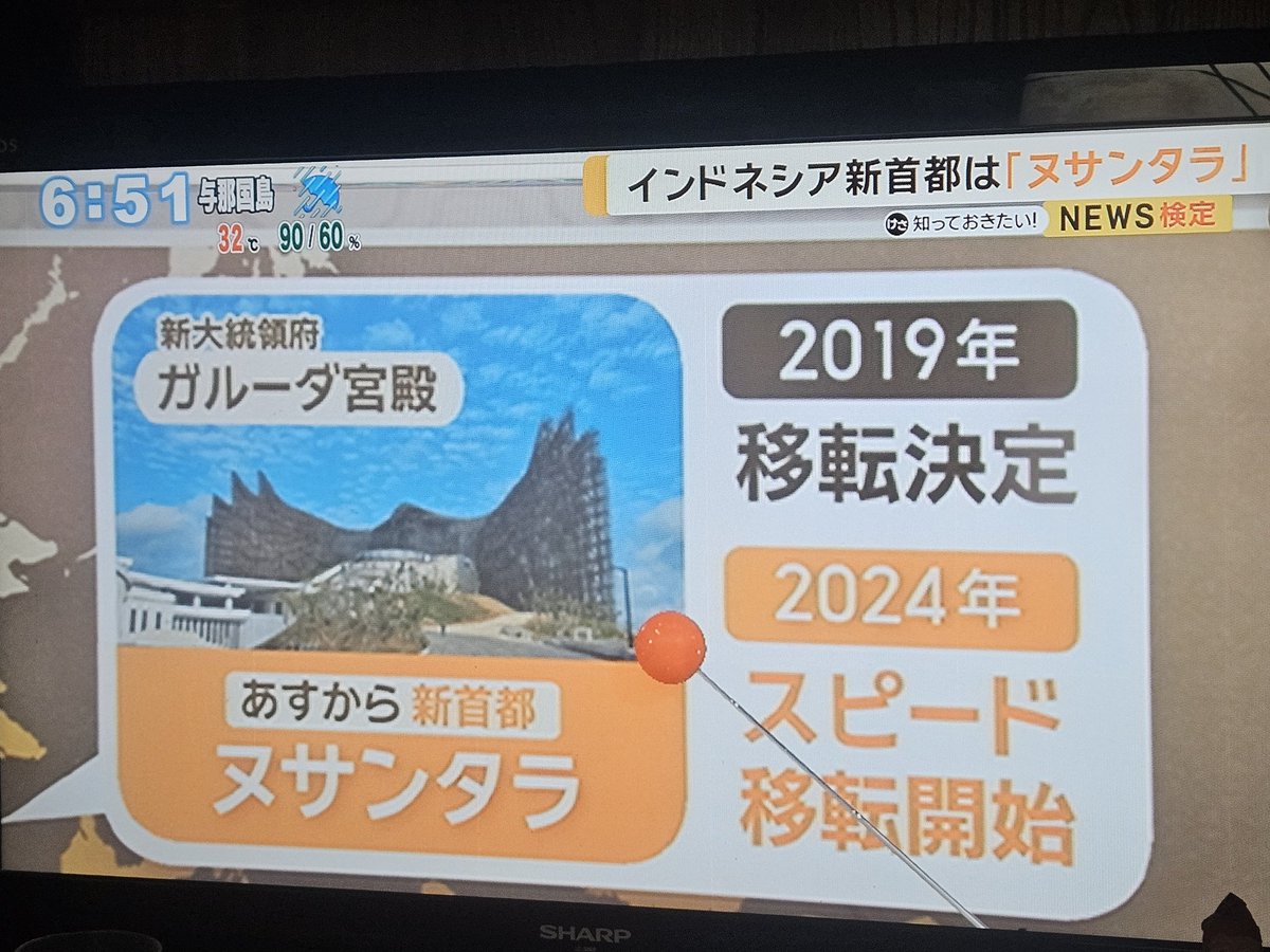 subarubaru89's tweet photo. おはようございます😆
朝のテレビでインドネシア首都移動の話がされていましたー！
ｷﾀ━━━━(ﾟ∀ﾟ)━━━━!!
こんなに進んでるのー？
とびっくりしちゃいました。
明日から🇮🇩首都がヌサンタラになると言ってましたが真相は… https://t.co/Bz9r7TpTUH