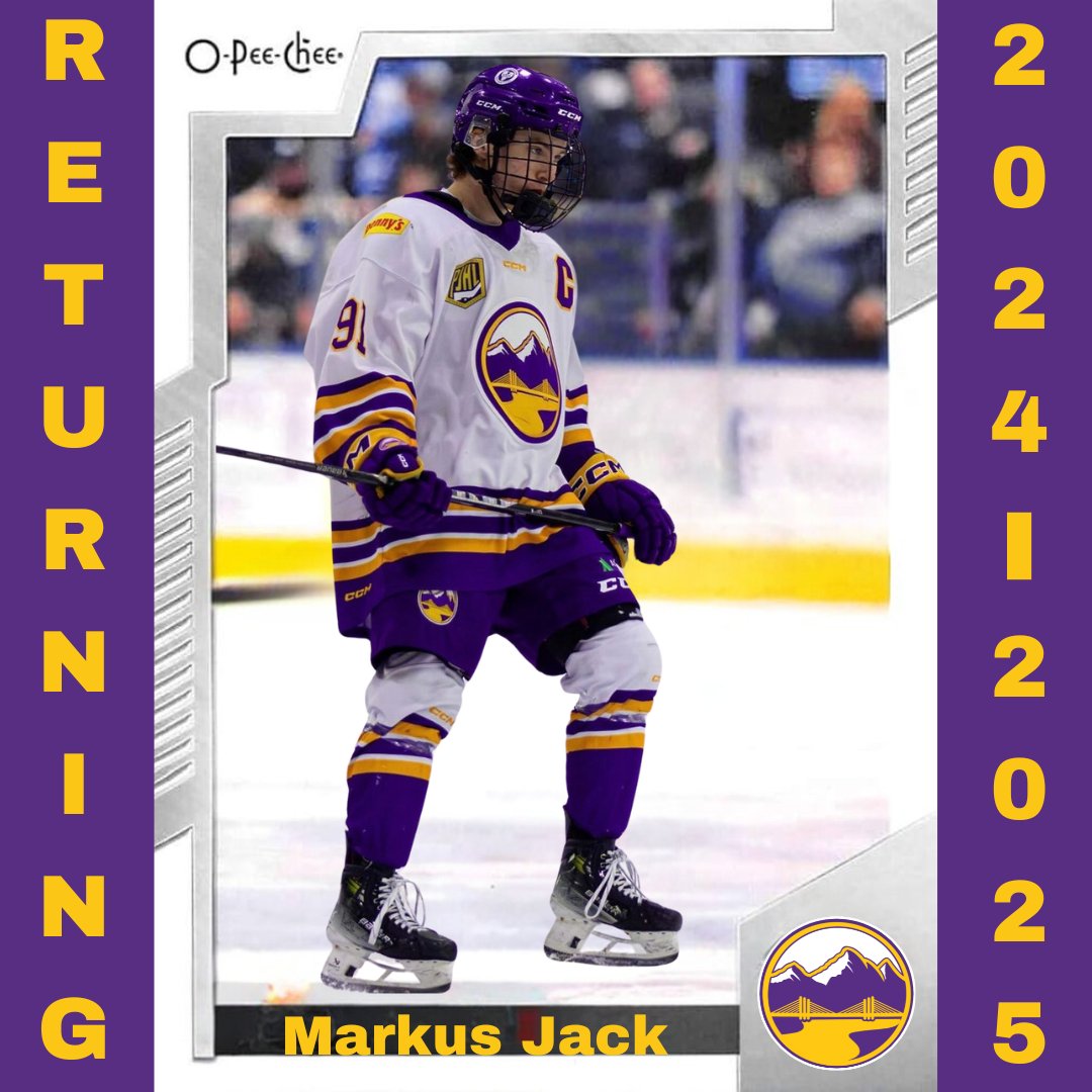 pocojrhockey's tweet photo. The @eagleridgegm Port Coquitlam
Trailblazers are proud to announce the return of our captain Markus Jack for the 2024/2025 season.

We can't wait to see Markus Jack in Purple and Gold this season! https://t.co/jfuQxor85t