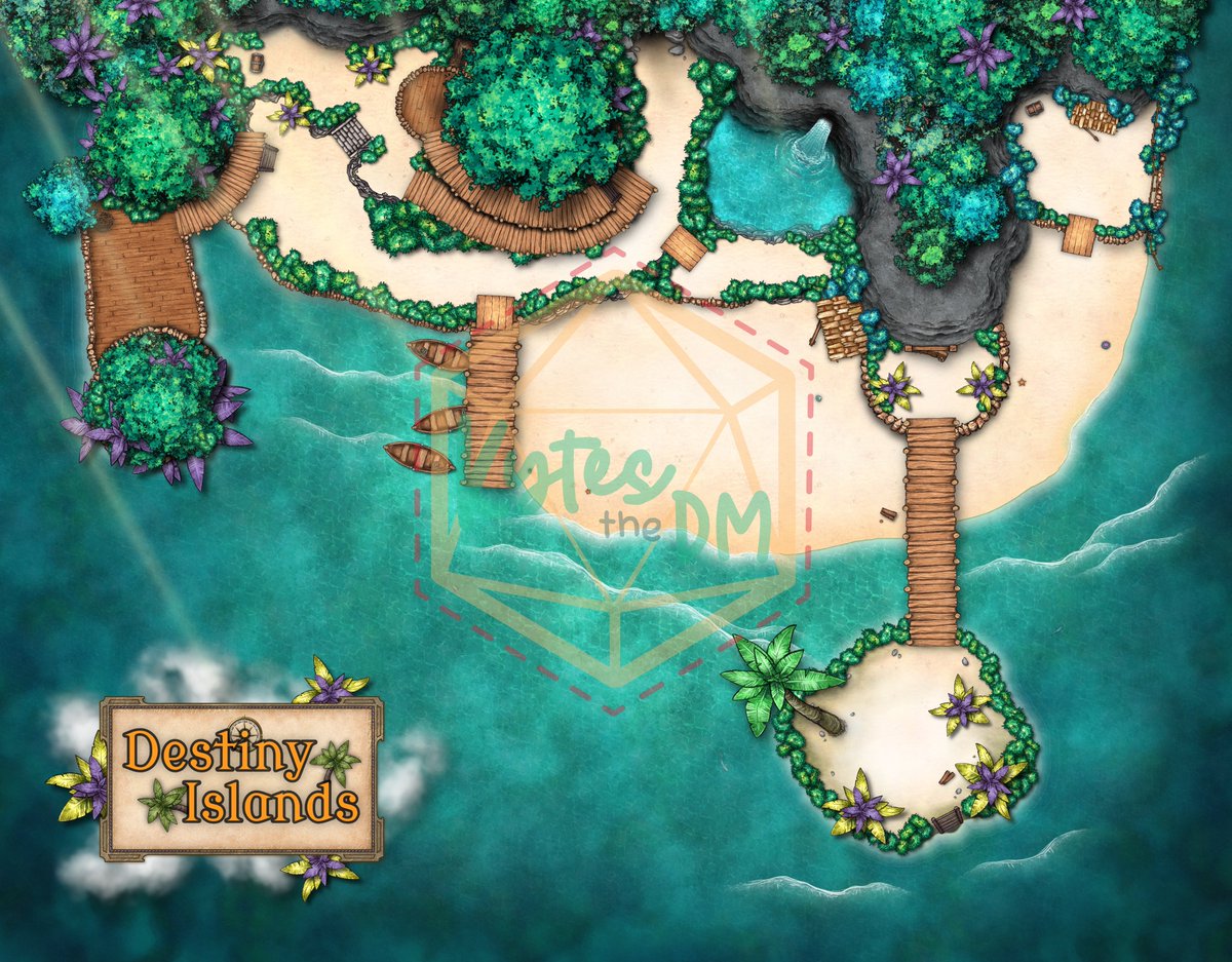 Making DnD maps based on popular video games! Today marks map #1 from Kingdom Hearts, Destiny Islands! ♥

Head on over to Patreon for the full-quality image!
kytesmaps.carrd.co

#inkarnate #DnD #dnd5e #dndart #dndmaps #kingdomhearts #rpg #ttrpg  #smallartist
