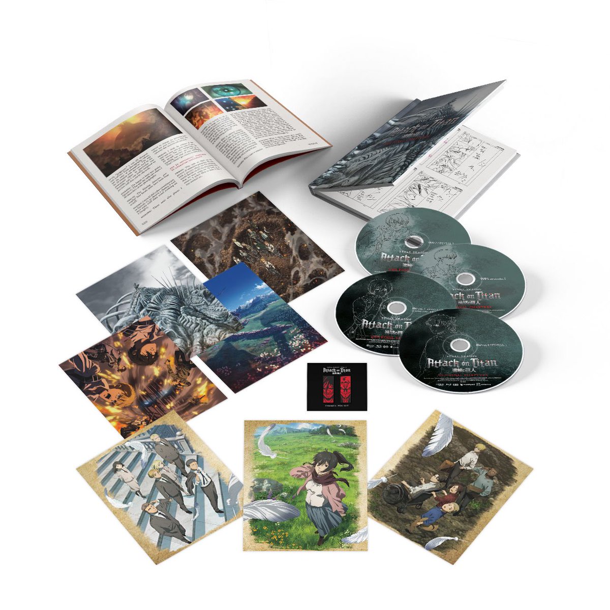 【English Release】 

Attack on Titan THE FINAL CHAPTERS Part 3 Limited Edition Blu-ray + DVD Box

Special features include:
⚔️ 148-page Art Book
⚔️ 32-page Digibook
⚔️ 7 Art Cards
⚔️ 2 Exclusive Titan Enamel Pins

Release: November 26th, 2024
