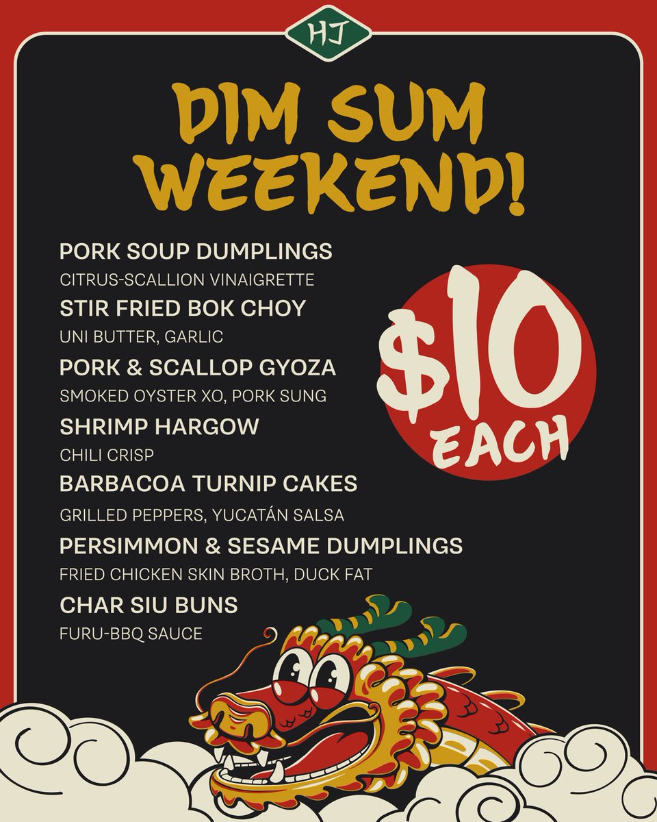 Hot Joy is tired of messing around with you people (also we are gonna make dim sum a thing at the new spot so here’s a little preview).

They’ll have this menu Friday - Saturday - Sunday.