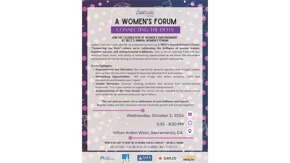 Join us at "Connecting the Dots" on October 2nd to celebrate women’s achievements and empower future leaders.  Be sure to submit your nominations!  ow.ly/wx0050SYVQc

#WomenInBusiness #LeadershipAward #SBCC #ConnectingTheDots