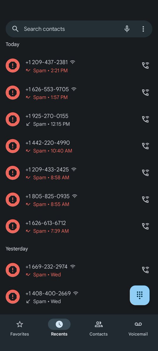 jim_vh's tweet image. How is this even a thing? There were even more calls yesterday. 

Anyone have suggestions to proactively deal with robo calls?

 #spam