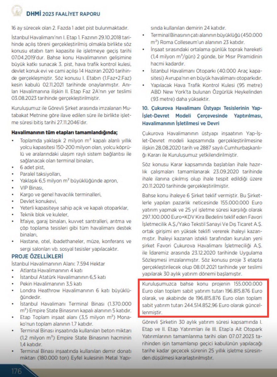 AK Partinin Yap-İşlet-Devret modeliyle yapılan Çukurova Havalimanını işleten şirkete⬇️

Usulsüz olarak devasa tutarda ilave maliyet artışı ödediğini tespit ettik.

Sözleşmeye göre şirketin maliyeti:
155.000.000 Euro

Yasal maliyet artışı oranı:
%20

Yasal maliyet artışı sınırı: