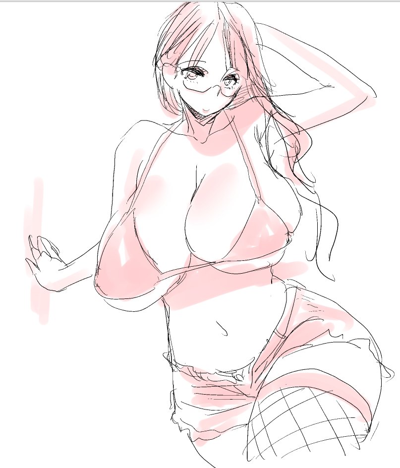 めがねビキニおっぱいお姉さんらくがき 