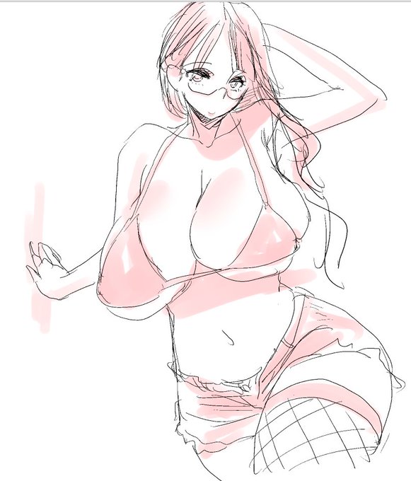 めがねビキニおっぱいお姉さんらくがき 