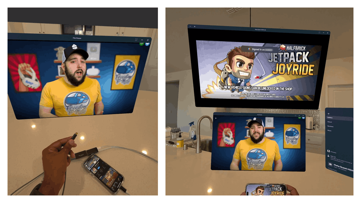 MetaQuestJapan's tweet photo. HDMI、DisplayPort、USB-CのデバイスからMeta Questへの接続を可能にする、Meta Quest HDMI Linkリリース!
詳しくはこちら:https://t.co/rFNs7WNqY5 https://t.co/vL6FcjX34S