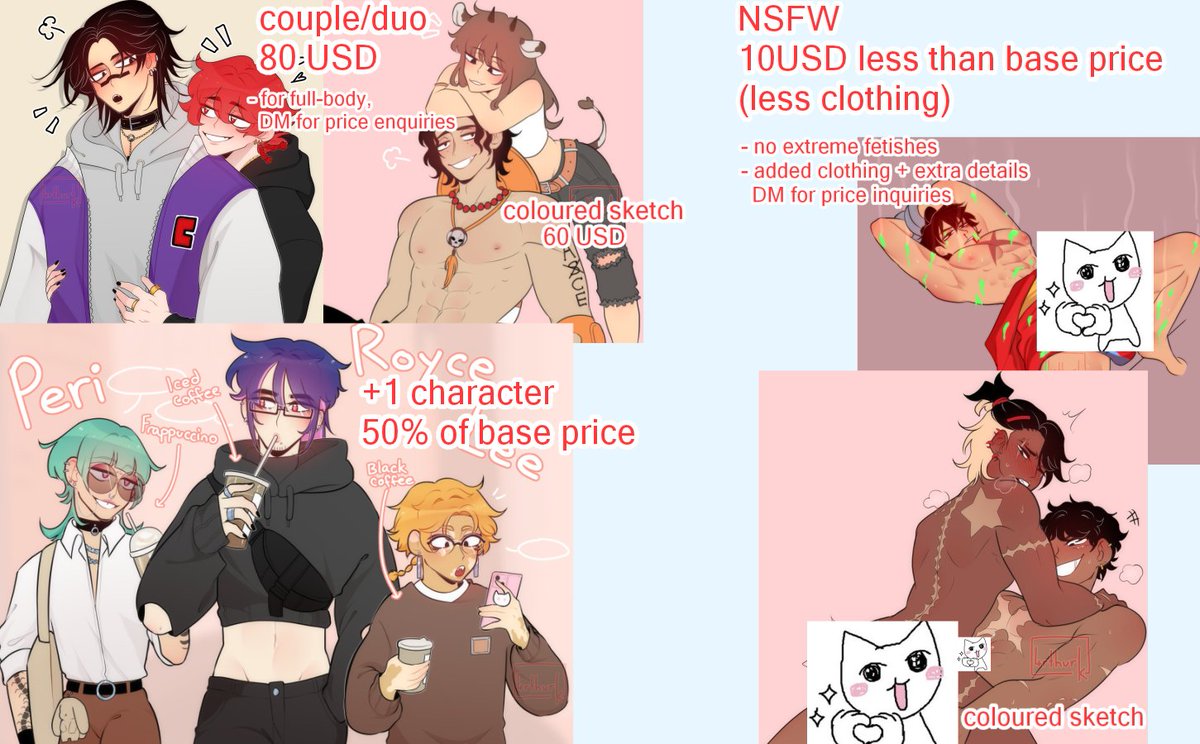 4rthur_K's tweet image. 『 C O M M I S S I O N S 』
- Paypal only
- All prices USD
- Prices may vary depending on complexity + added backgrounds
- DM me for any further questions !