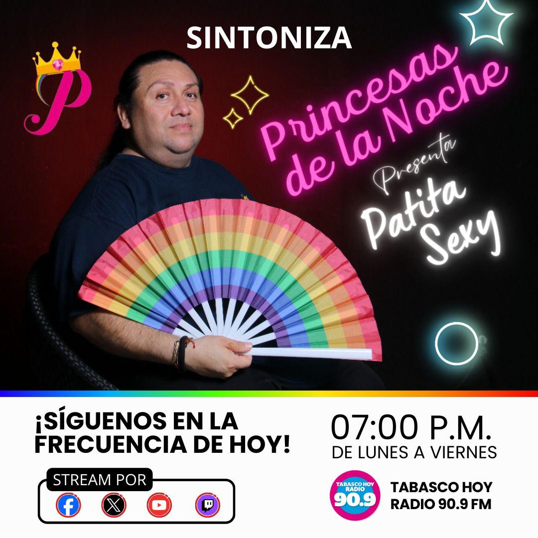 TabascohoyFM's tweet photo. ¡Estamos de regreso! No te pierdas la emisión Princesas de la Noche con la Patita Sexy👑🎙️ 

De lunes a viernes de 7:00 P.M. a 8:00 P.M. 🕦

Sigue la transmisión por la 90.9 FM en radio📻y a través de nuestras redes sociales📲

#THRadio #TabascoHoyRadio909 https://t.co/7n7lwezXq7