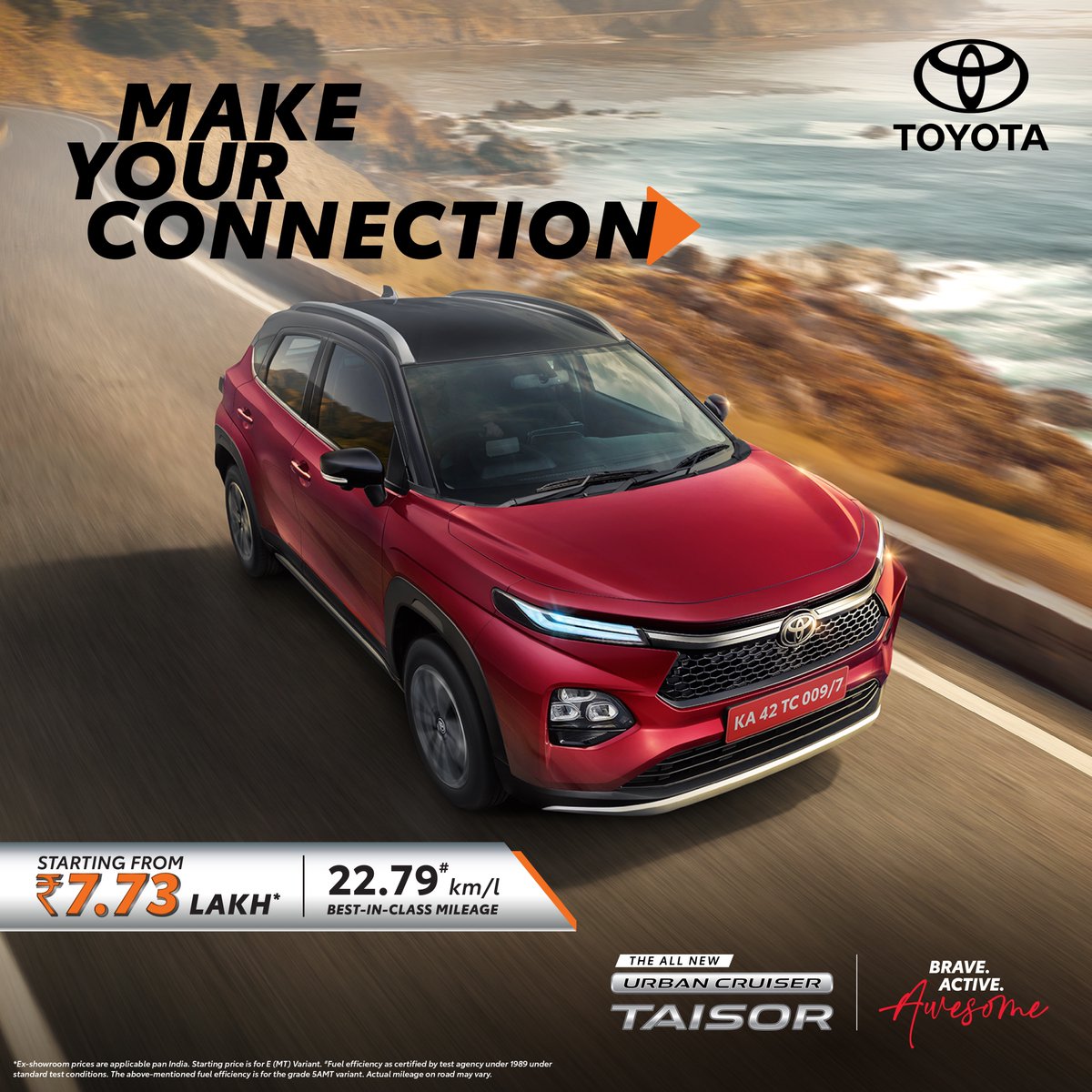 Toyota_India's tweet photo. Unleash yourself with the advanced tech in the all-new Toyota #UrbanCruiserTaisor. eBook Now: https://t.co/f5Cn4uVHHp #MakeYourConnection #ToyotaIndia #Awesome https://t.co/sSe3uPXO2w