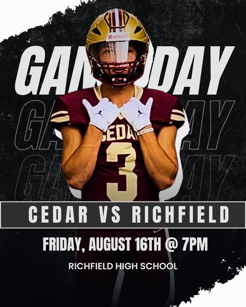 WE’RE READY! It’s GAME TIME. 

OUR CEDAR REDS will take on the RICHFIELD WILDCATS for the OPENING game of the season!

WHEN- FRIDAY AUGUST 16th @ 7PM
WHERE- RICHFIELD HIGH SCHOOL
#GameDay #CedarReds #PullTheRope