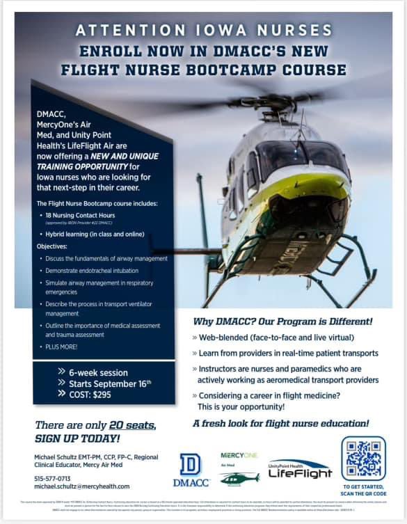 EMdocTerry's tweet image. Iowa nurses, interested in a future flight team job?

Check out this course, a joint effort by both teams in DSM to increase knowledge and skills in preparation for a career in aeromedical transport! 

I can attest to the outstanding education that the course director provides!