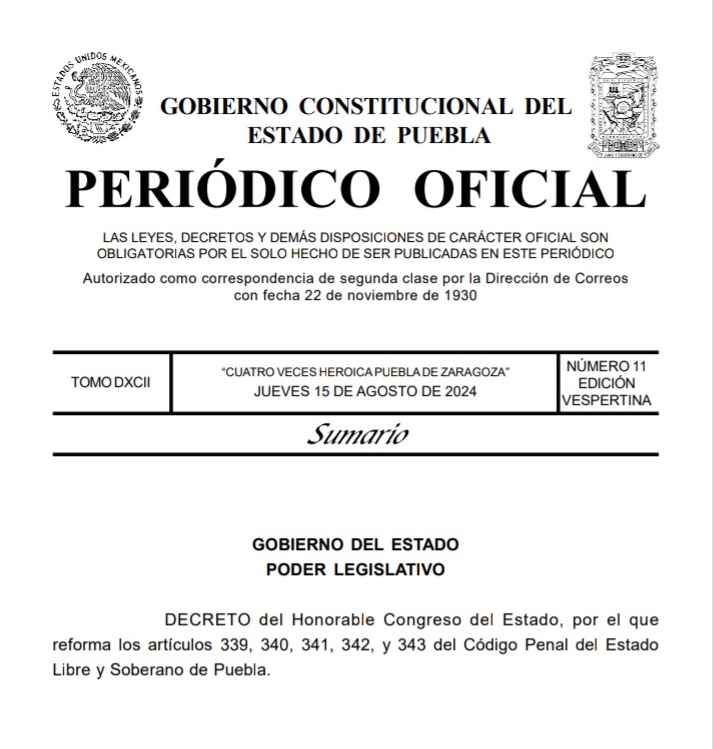 🔓 Las leyes, decretos y demás disposiciones de carácter oficial son obligatorias por el solo hecho de ser publicadas en este periódico.

periodicooficial.puebla.gob.mx/media/k2/attac…