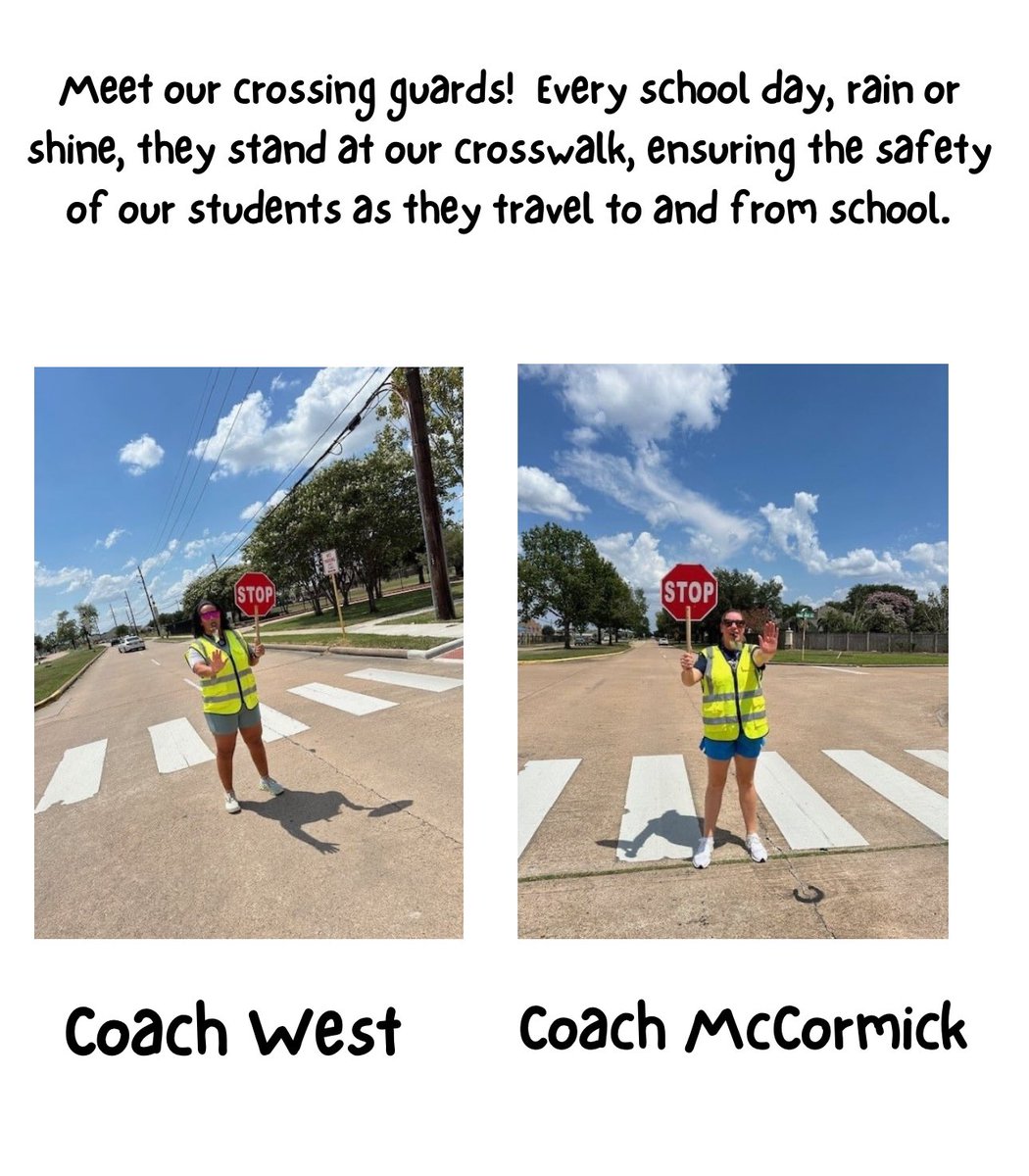 SheridanCFISD's tweet photo. We are so lucky to have @_CoachMcCormick and @coachwest25 keeping our superstars safe each morning and afternoon in the crosswalk! https://t.co/Un5t0saBwk
