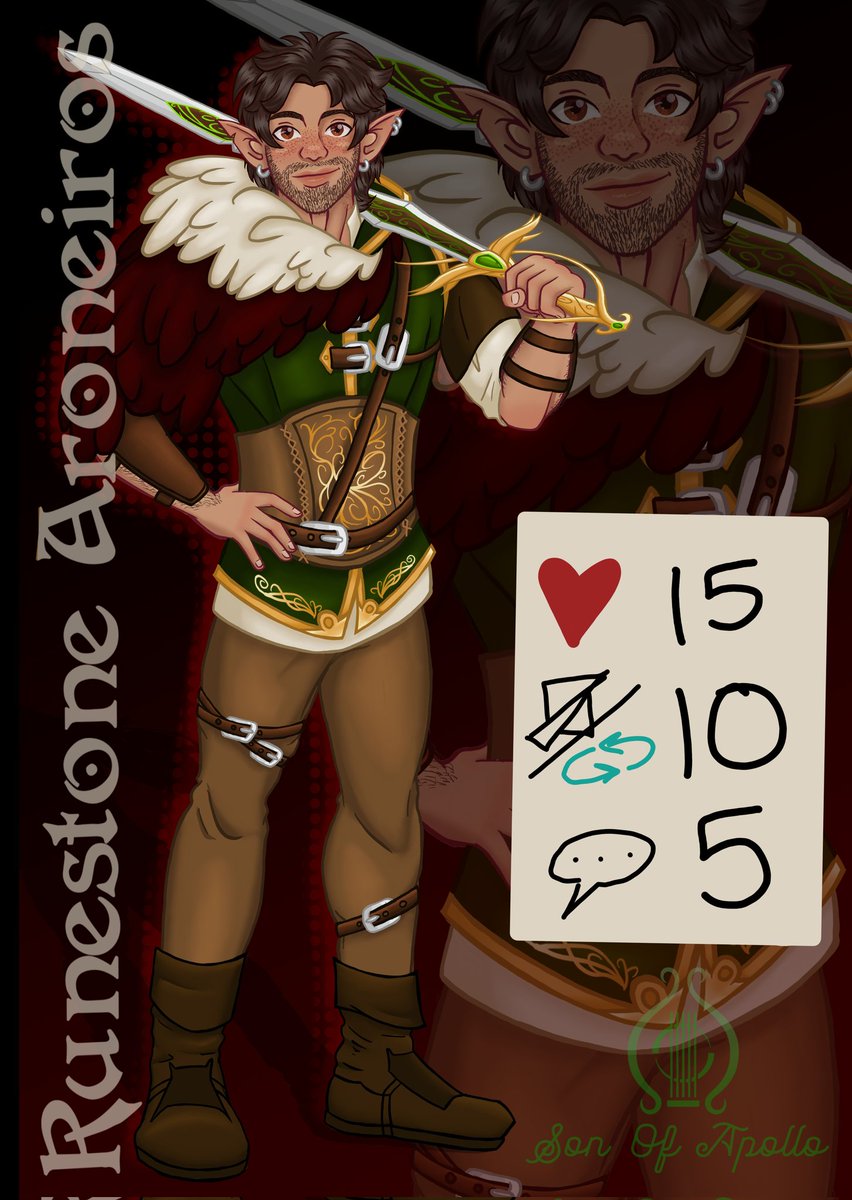 Here is one of my OC's, his name is Runestone Aroneiros
For some more character details visit my Insta, @sonofapollo26, however this is also an undress challenge 😈. I already have all the versions made up, and im counting both platforms
#oc #dnd #bara #gay #undress