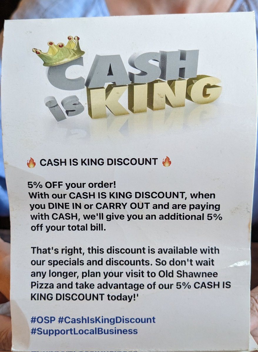 We support businesses who support and prefer cash! <a href="/oldshawneepizza/">Old Shawnee Pizza</a>  <a href="/YouGoGerlt/">Mary</a> <a href="/soapfreedom/">Agora Garden</a> #CashIsKing #KeepCashAlive