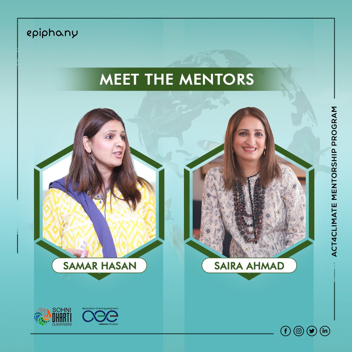 Introducing our inspiring mentors, Saira Ahmad and Samar Hasan! With their combined expertise and passion for climate action, they will be leading and guiding the Act4Climate Mentorship Program.