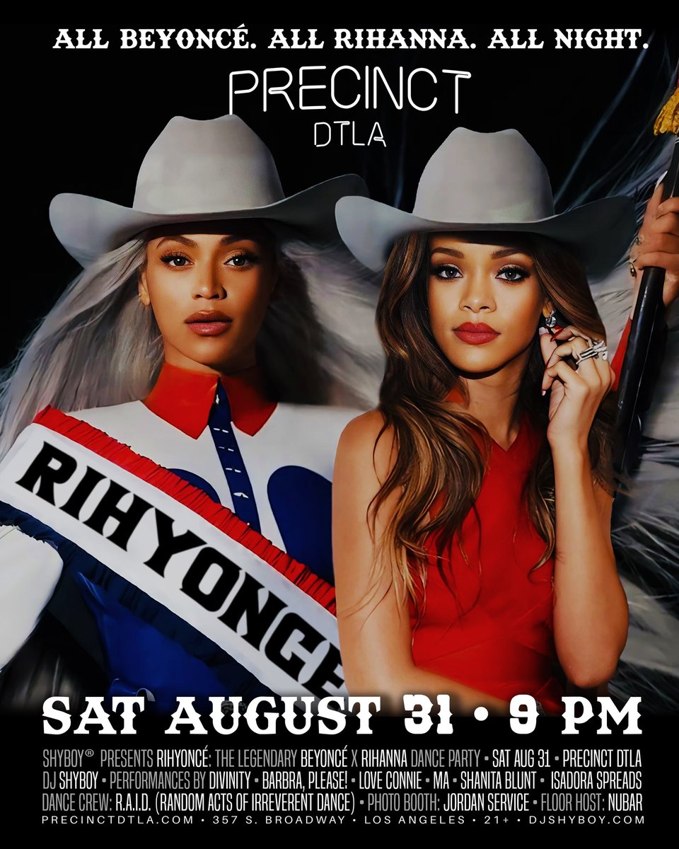 ShyBoy® (@shyboy) on Twitter photo RIHYONCÉ premieres <a href="/precinctdtla/">Precinct DTLA</a> Sat 8/31 🪩
🎟️ eventbrite.com/e/rihyonce-pre…
#Beyonce #Rihanna RIHYONCÉ premieres <a href="/precinctdtla/">Precinct DTLA</a> Sat 8/31 🪩
🎟️ eventbrite.com/e/rihyonce-pre…
#Beyonce #Rihanna