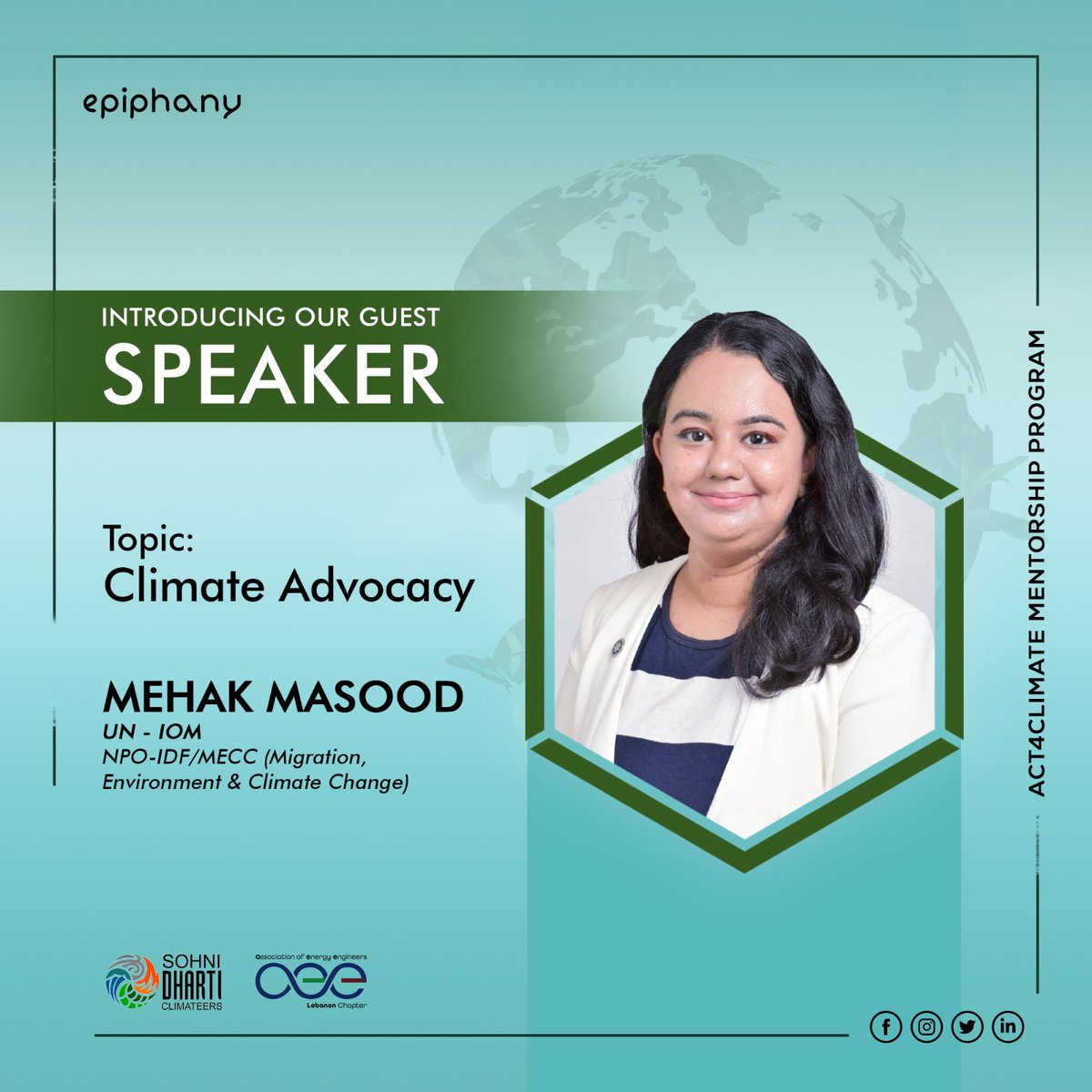 We are thrilled to welcome <a href="/mehak8187/">Mehak Masood</a> as a guest speaker to our Act4Climate Mentorship Program! She will be sharing her expertise on Climate Advocacy with our mentees, guiding them on how to make a meaningful impact.