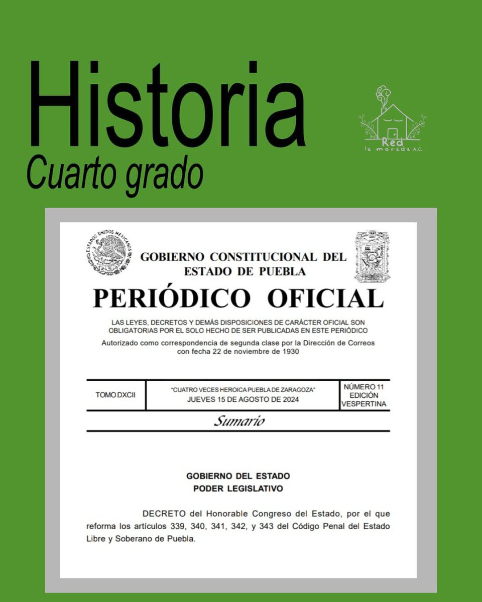#AHORA | Después de años de esfuerzos y mucho trabajo hoy el <a href="/POE_Puebla/">Periódico Oficial del Estado de Puebla</a> oficializa la despenalización del aborto en Puebla.
Recordemos que el pasado 15 de julio el <a href="/CongresoPue/">H. Congreso de Puebla</a> aprobó la iniciativa de reforma. ¡Gracias a todxs quiénes hicieron de esta exigencia una realidad!🏳️‍⚧️💚
