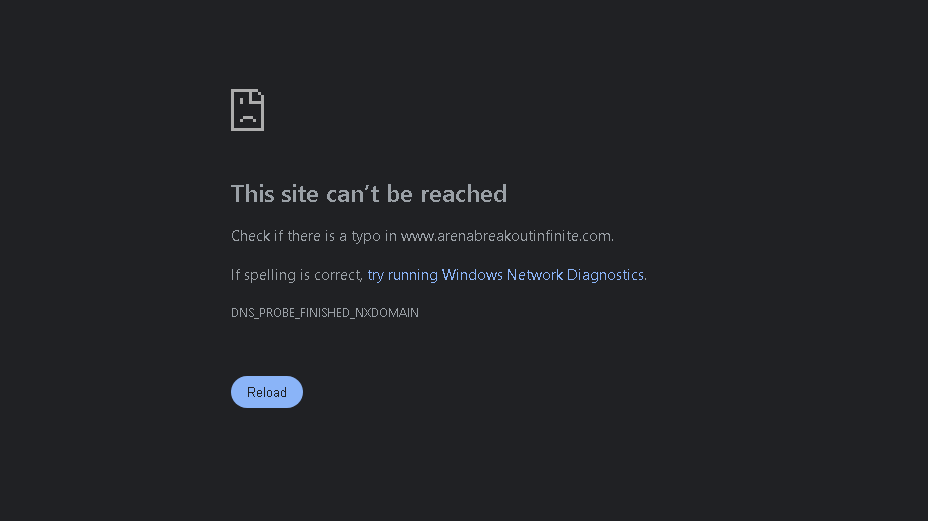 PoofisonFPS's tweet photo. is the website for @ArenaBreakoutPC down? i get this every time i try to go to the website. too much traffic? https://t.co/ssAxH9OqGa