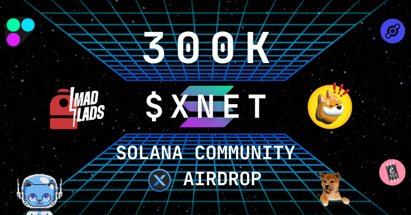 XNET_Mobile's tweet photo. Announcing the Solana Community Airdrop 🪂

300k $XNET will be dropped to some of the top communities on Solana

Snapshots 📸 have been taken, claim site will be dropped next week

@bonk_inu @MadLads @Backpack @SagaMobileDao @DeWiCats @justentropylol @updogtoken @helium_mobile