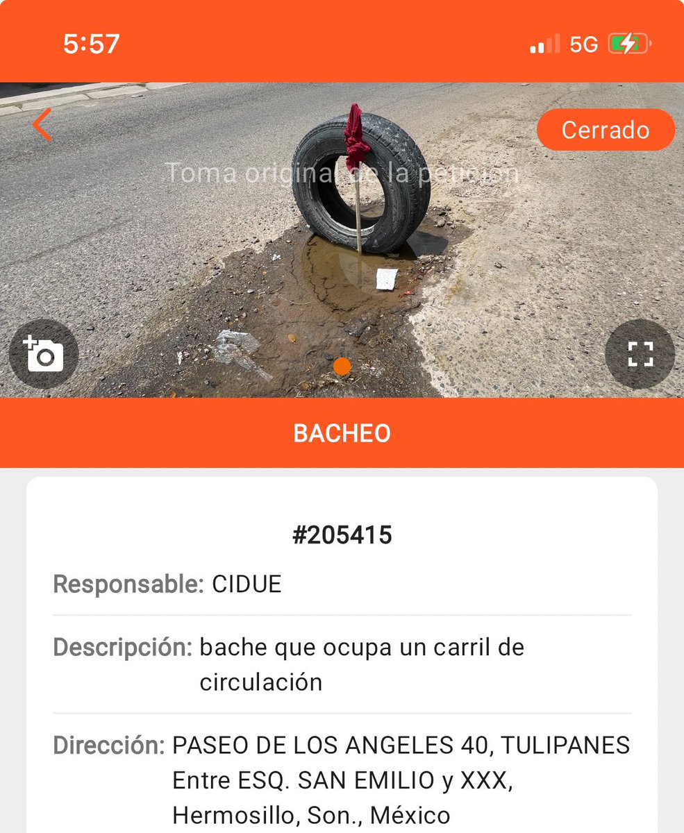 Carito_Robles's tweet photo. @HermosilloGob @tonoastiazaran @CIDUE_HMO @aguahermosillo 
No sé a quien me tenga que dirigir, levante un reporte por la app y fue cerrado sin haber realizado la reparación. Es la segunda ocasión que hago un reporte de baches diferentes (uno tiene cerca de 4años) y no solucionan https://t.co/nAL3wLrGXv