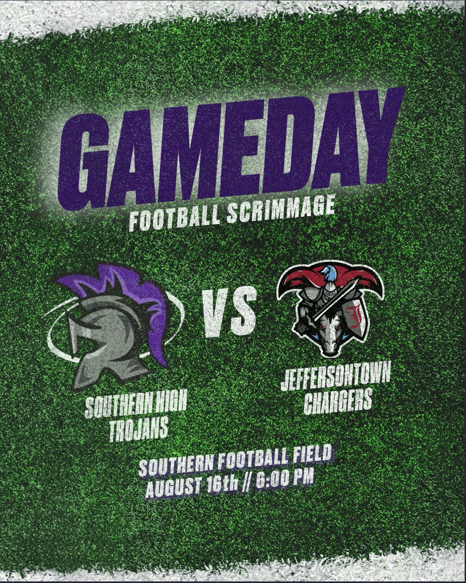 Round 2 and last preparation before it gets real. Friday @ 6pm Southern will be hosting the Jtown Chargers in the final scrimmage of the off season. #paythefee💰 #poundthestone⚒️🪨 #trojanfootball🏈