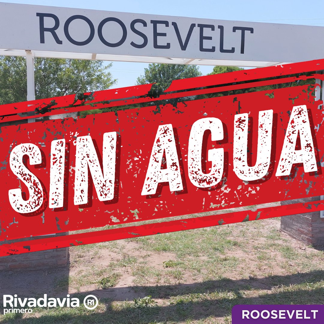 ROOSEVELT SIN AGUA 💧 

Lamentamos la situación que los vecinos de la localidad está padeciendo, desde hace más de 10 días.

Es responsabilidad del Municipio asegurar el servicio para la comunidad, y le exigimos una inmediata solución.