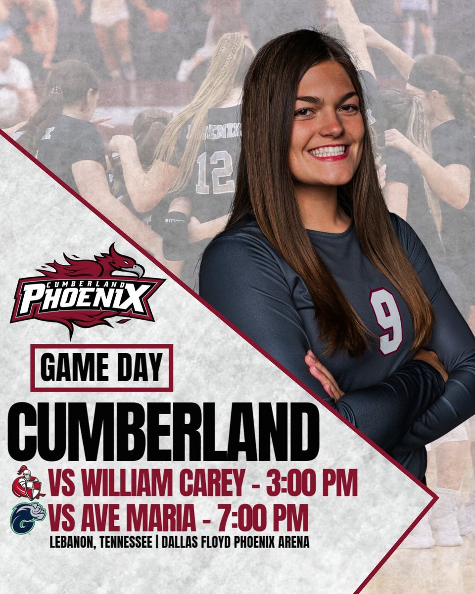 Cumberland Phoenix (@gocuphoenix) on Twitter photo Today we start! 2024 Season Opener!!!
🆚 <a href="/CareyAthletics/">William Carey Athletics</a>
⏰ 3:00 PM
📍 Lebanon, Tenn.
📺 tinyurl.com/mr3c77t8
📊 tinyurl.com/yra3pyn4
🆚 <a href="/Gyrenes/">Ave Maria Athletics</a>
⏰ 7:00 PM
📍 Lebanon, Tenn.
📺 tinyurl.com/mr3c77t8
📊 tinyurl.com/yra3pyn4
#WeArePhoenix | <a href="/CumberlandVB/">Cumberland Women’s Volleyball</a> Today we start! 2024 Season Opener!!!
🆚 <a href="/CareyAthletics/">William Carey Athletics</a>
⏰ 3:00 PM
📍 Lebanon, Tenn.
📺 tinyurl.com/mr3c77t8
📊 tinyurl.com/yra3pyn4
🆚 <a href="/Gyrenes/">Ave Maria Athletics</a>
⏰ 7:00 PM
📍 Lebanon, Tenn.
📺 tinyurl.com/mr3c77t8
📊 tinyurl.com/yra3pyn4
#WeArePhoenix | <a href="/CumberlandVB/">Cumberland Women’s Volleyball</a>