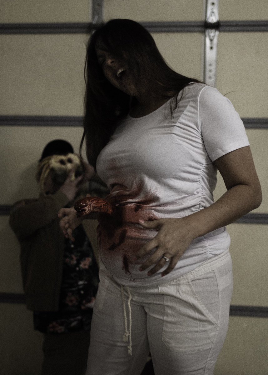 BeeRiedel's tweet photo. In honor of #AlienRomulus here’s a throwback to our super chill, totally normal maternity photos. @KCebrann https://t.co/VLgbULO0wO