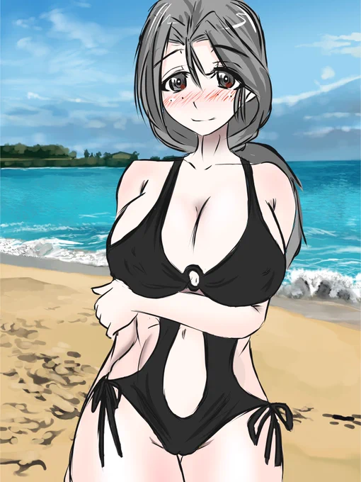 そういえばこのキワドイ水着は過去に3回描いていた。ちょっとだけ上達したか? 